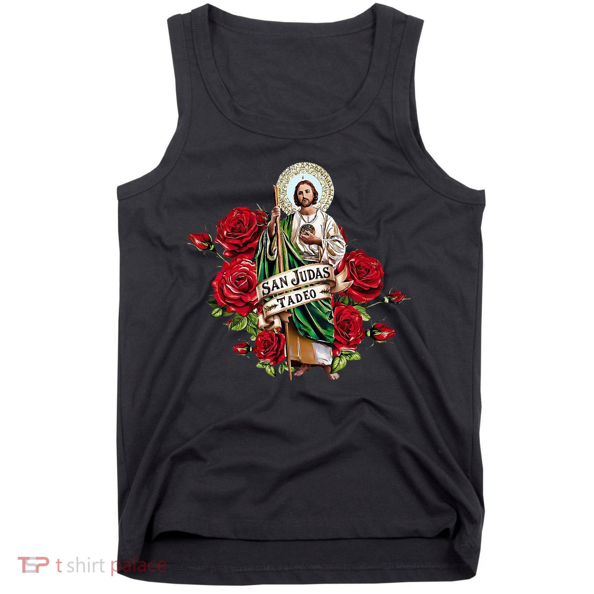 Red Roses San Judas Tadeo Con Bandera De MéXico Tank Top