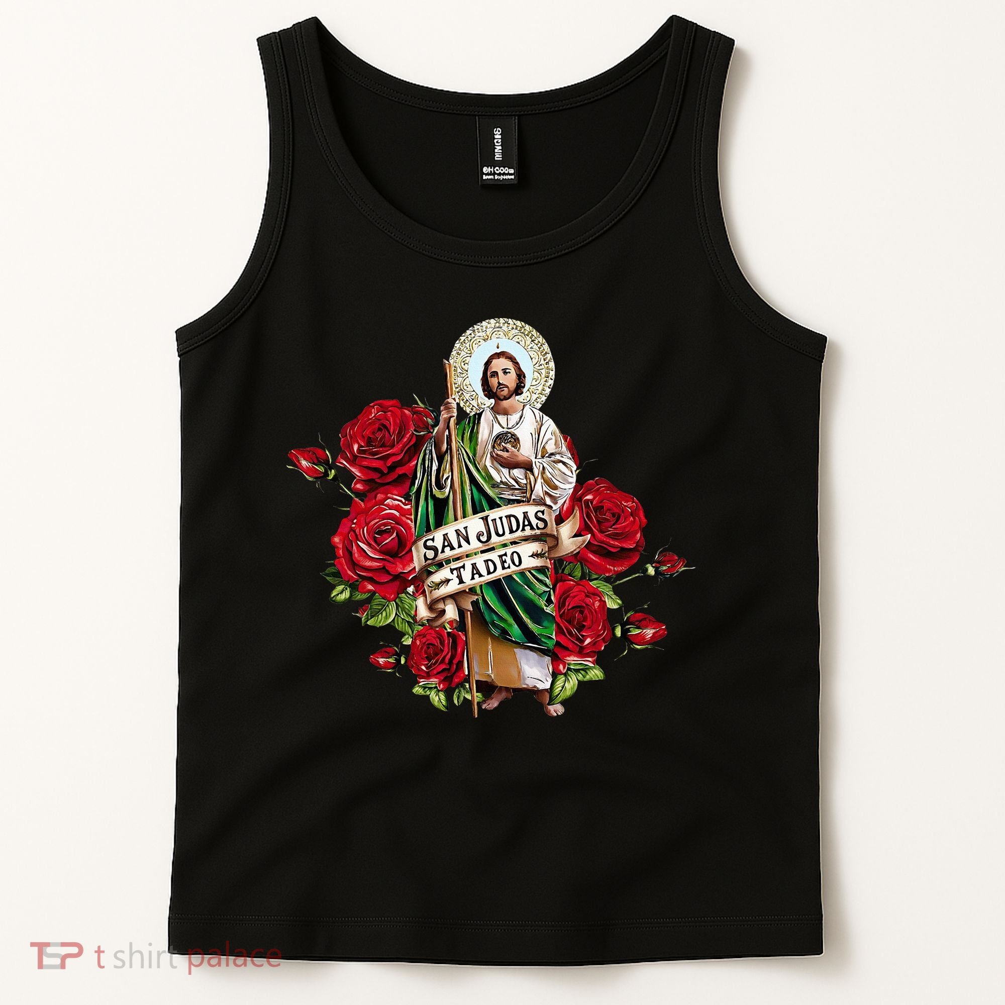 Red Roses San Judas Tadeo Con Bandera De MéXico Tank Top