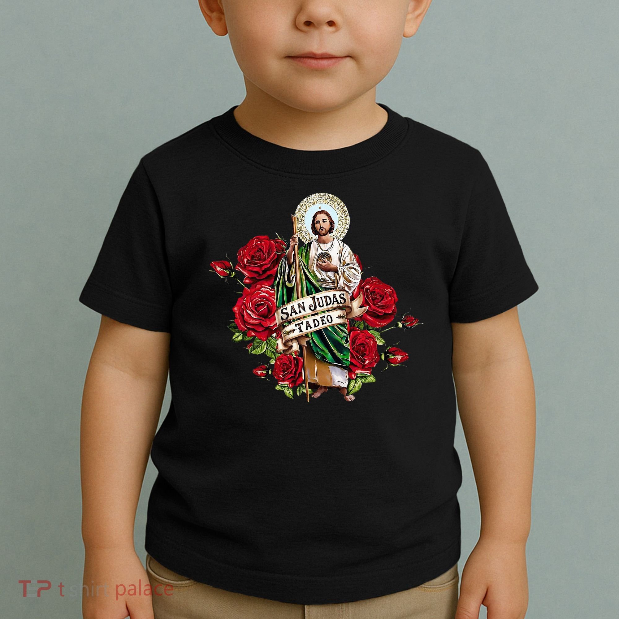 Red Roses San Judas Tadeo Con Bandera De MéXico Toddler T-Shirt