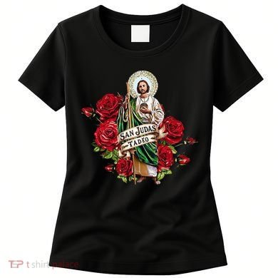 Red Roses San Judas Tadeo Con Bandera De MéXico Women's T-Shirt