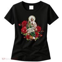 Red Roses San Judas Tadeo Con Bandera De MéXico Women's T-Shirt thumb 0