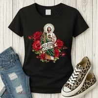 Red Roses San Judas Tadeo Con Bandera De MéXico Women's T-Shirt thumb 3