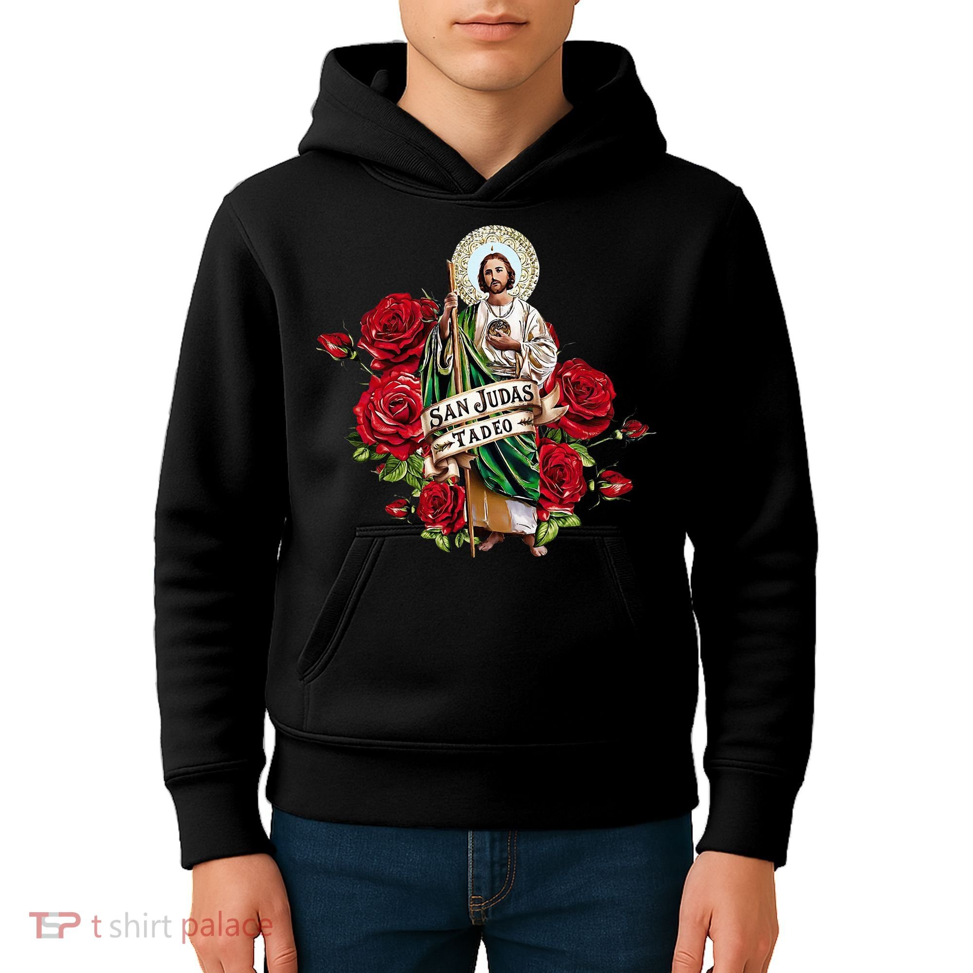 Red Roses San Judas Tadeo Con Bandera De MéXico Kids Hoodie