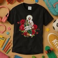Red Roses San Judas Tadeo Con Bandera De MéXico Kids T-Shirt thumb 3