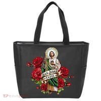 Red Roses San Judas Tadeo Con Bandera De MéXico Tote Bag thumb 0