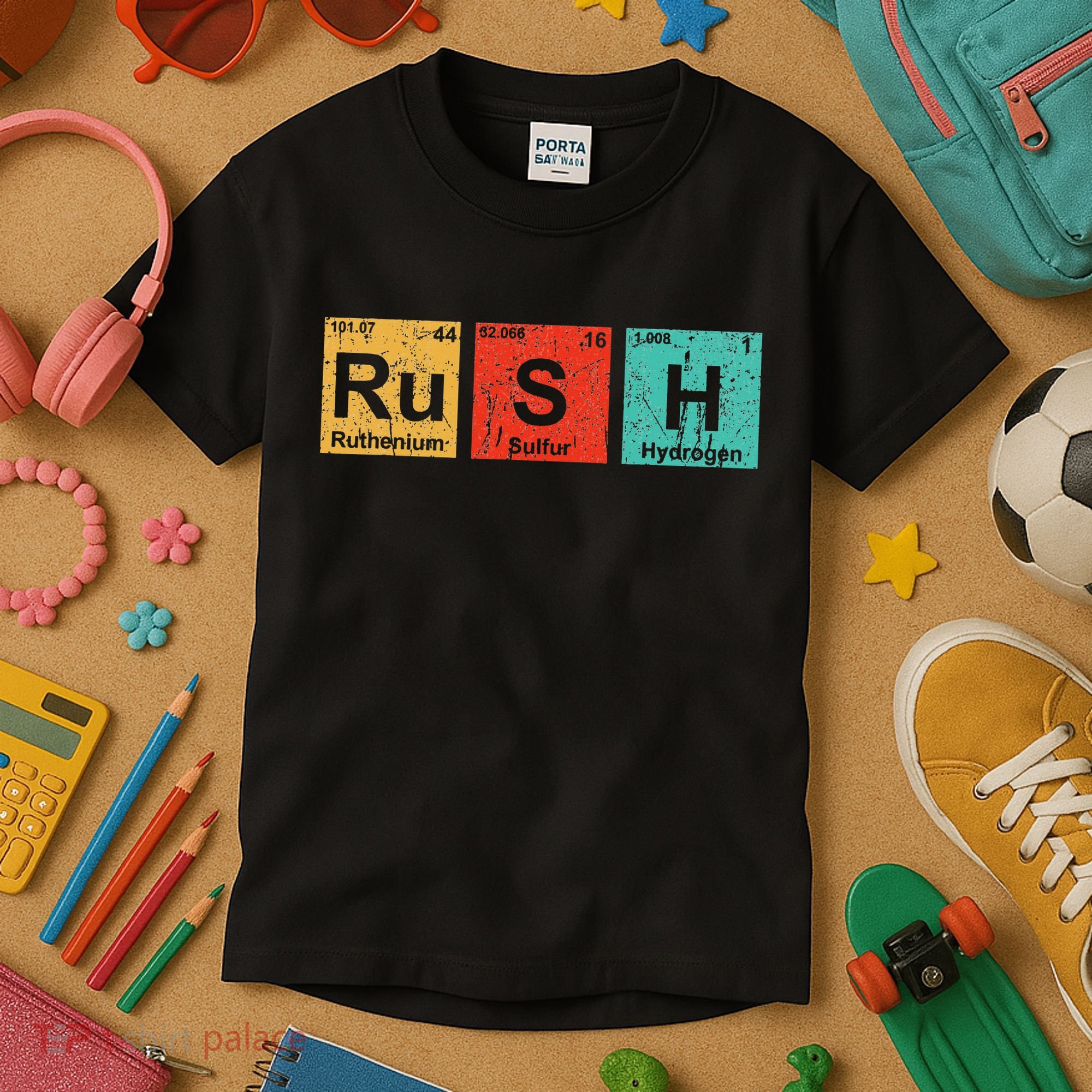 Rush (ru S H) Periodic Table Elements Kids T-Shirt