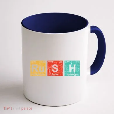 Rush (ru S H) Periodic Table Elements Coffee Mug back