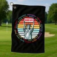 Resist Resistance Statue Of Liberty Hands Off Protest Golf Towel thumb 1