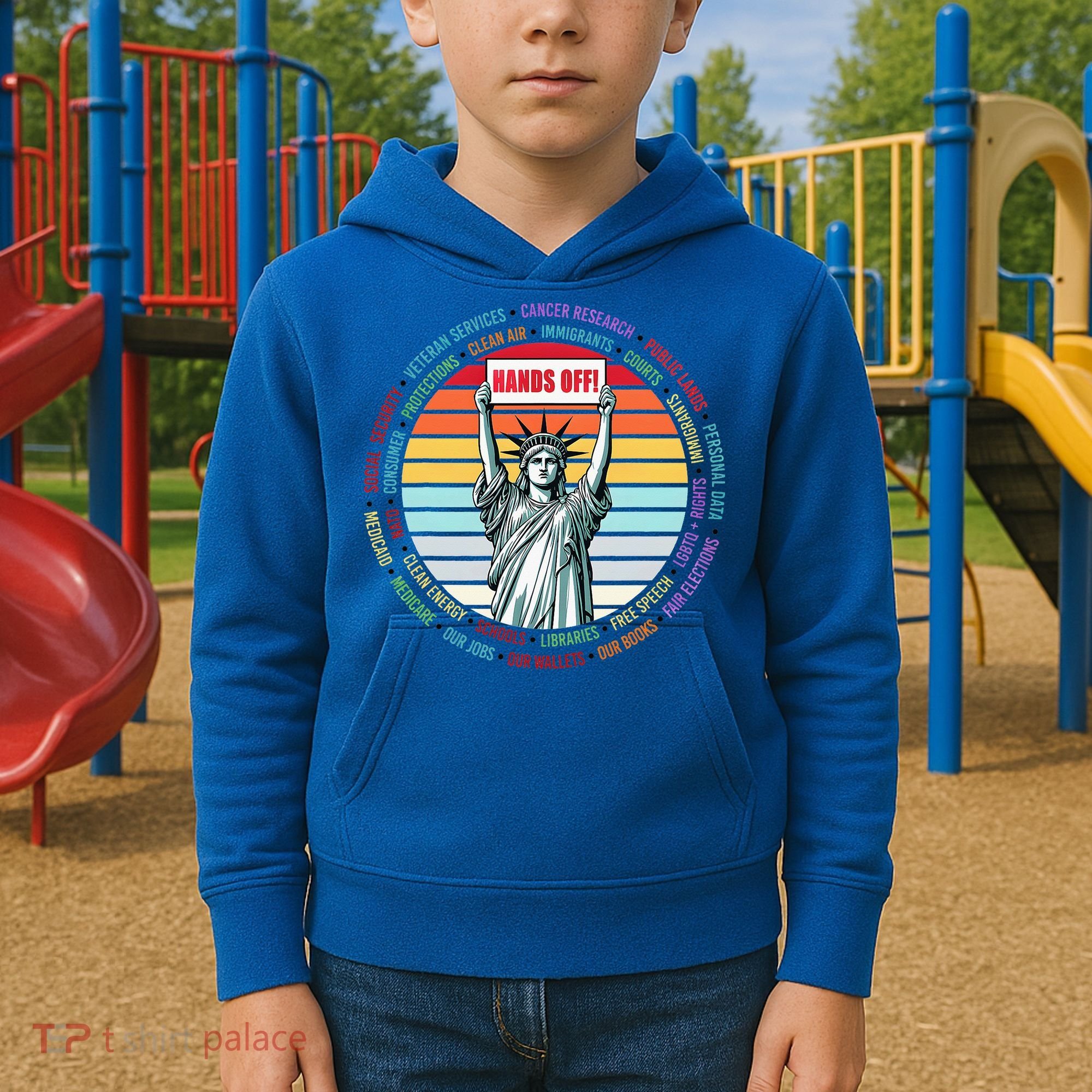 Resist Resistance Statue Of Liberty Hands Off Protest Kids Hoodie