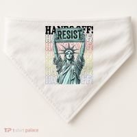 Resist Resistance Statue Of Liberty Hands Off Protest   USA-Made Doggie Bandana thumb 0