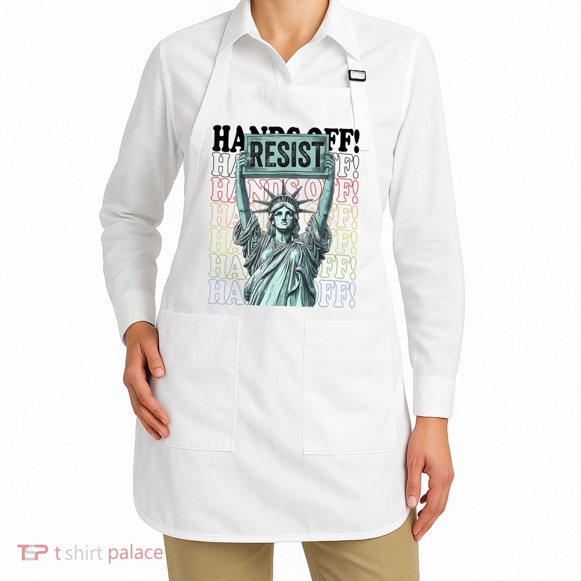Resist Resistance Statue Of Liberty Hands Off Protest   Apron