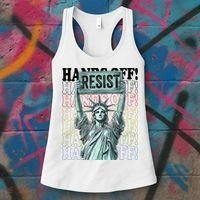 Resist Resistance Statue Of Liberty Hands Off Protest   Women's Tank Top thumb 3