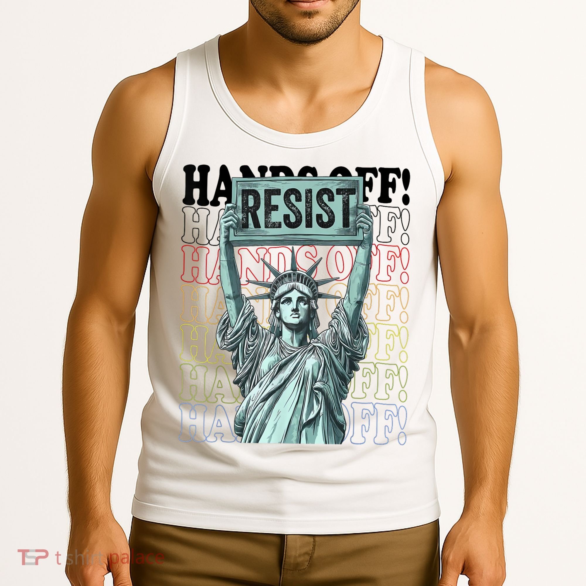 Resist Resistance Statue Of Liberty Hands Off Protest   Tank Top