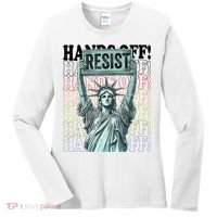 Resist Resistance Statue Of Liberty Hands Off Protest   Women's Long Sleeve Shirt thumb 0