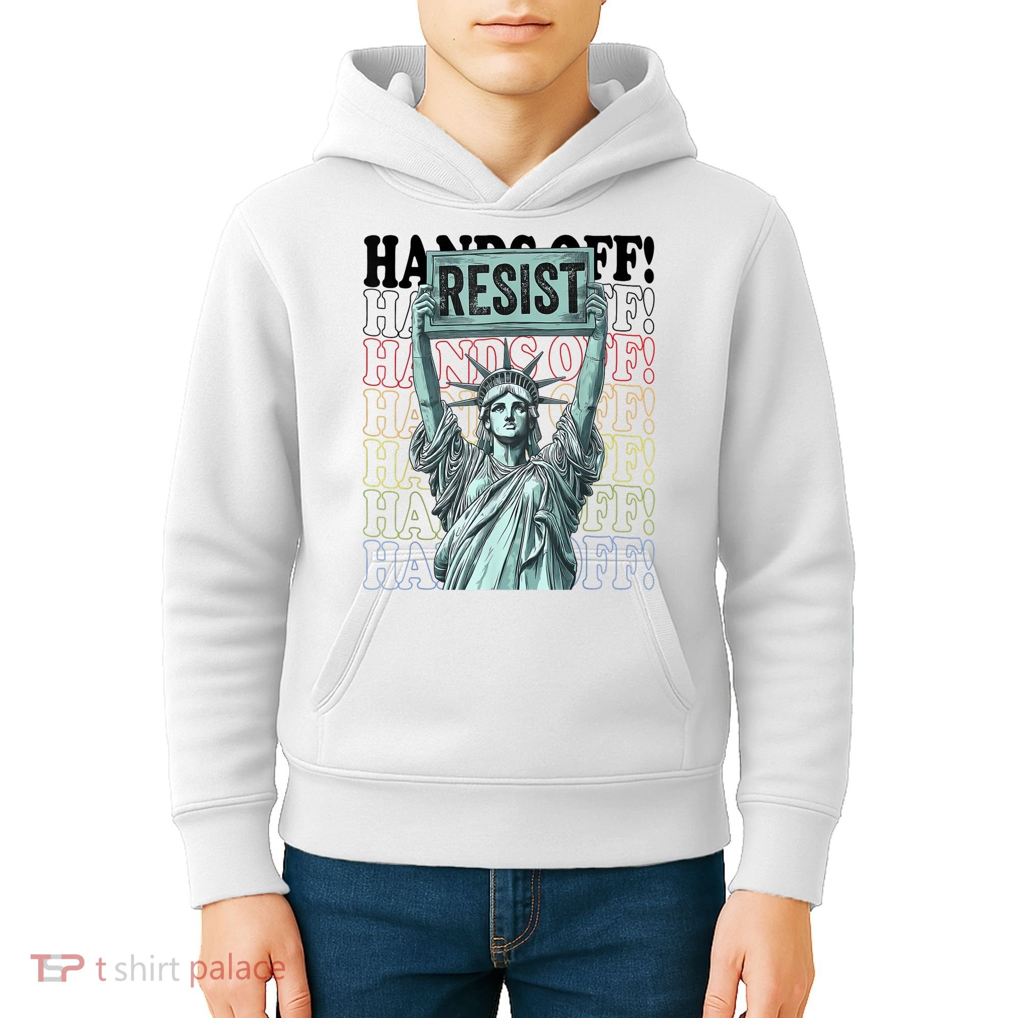 Resist Resistance Statue Of Liberty Hands Off Protest   Kids Hoodie