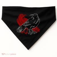 Red Raven Spooky Gothic Animal Forest Bird Black Crow USA-Made Doggie Bandana thumb 0