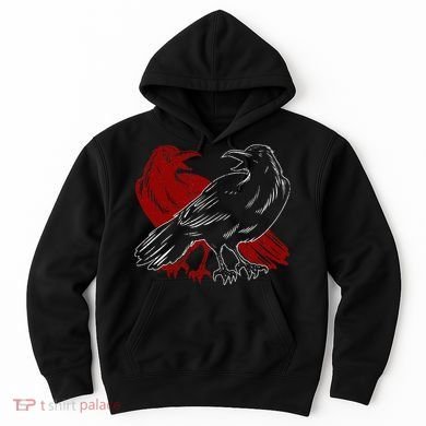 Red Raven Spooky Gothic Animal Forest Bird Black Crow Hoodie