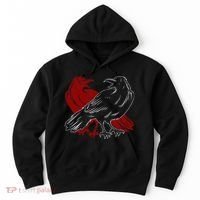Red Raven Spooky Gothic Animal Forest Bird Black Crow Hoodie thumb 0