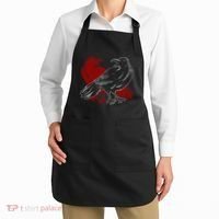 Red Raven Spooky Gothic Animal Forest Bird Black Crow Apron thumb 2