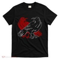 Red Raven Spooky Gothic Animal Forest Bird Black Crow T-Shirt thumb 0