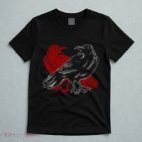 Red Raven Spooky Gothic Animal Forest Bird Black Crow T-Shirt thumb 5