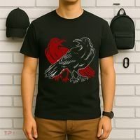 Red Raven Spooky Gothic Animal Forest Bird Black Crow T-Shirt thumb 6