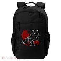 Red Raven Spooky Gothic Animal Forest Bird Black Crow Backpack thumb 0