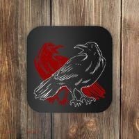 Red Raven Spooky Gothic Animal Forest Bird Black Crow Coaster thumb 0