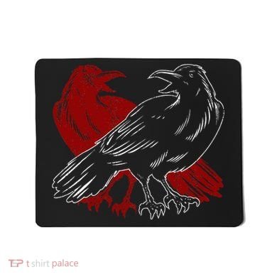 Red Raven Spooky Gothic Animal Forest Bird Black Crow Mousepad