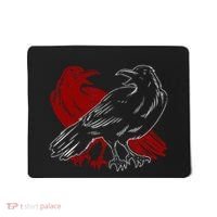 Red Raven Spooky Gothic Animal Forest Bird Black Crow Mousepad thumb 0