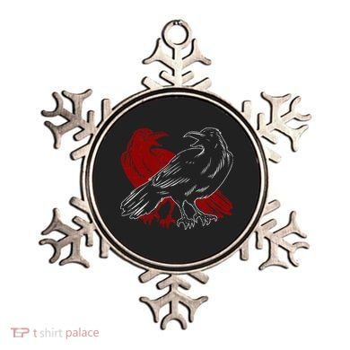 Red Raven Spooky Gothic Animal Forest Bird Black Crow Ornament
