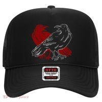Red Raven Spooky Gothic Animal Forest Bird Black Crow Hat thumb 0
