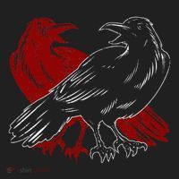 Red Raven Spooky Gothic Animal Forest Bird Black Crow Hat thumb 2