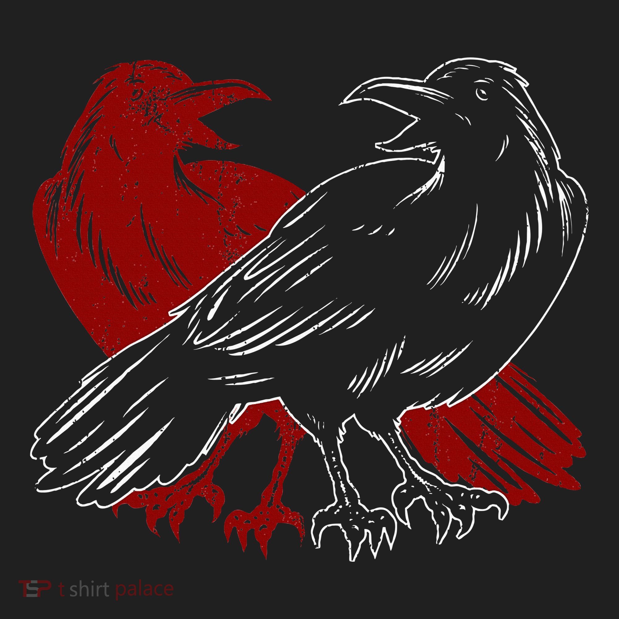 Red Raven Spooky Gothic Animal Forest Bird Black Crow Hat