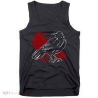 Red Raven Spooky Gothic Animal Forest Bird Black Crow Tank Top thumb 0