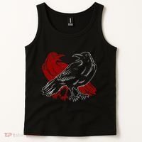 Red Raven Spooky Gothic Animal Forest Bird Black Crow Tank Top thumb 2