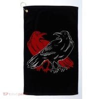 Red Raven Spooky Gothic Animal Forest Bird Black Crow Golf Towel thumb 0