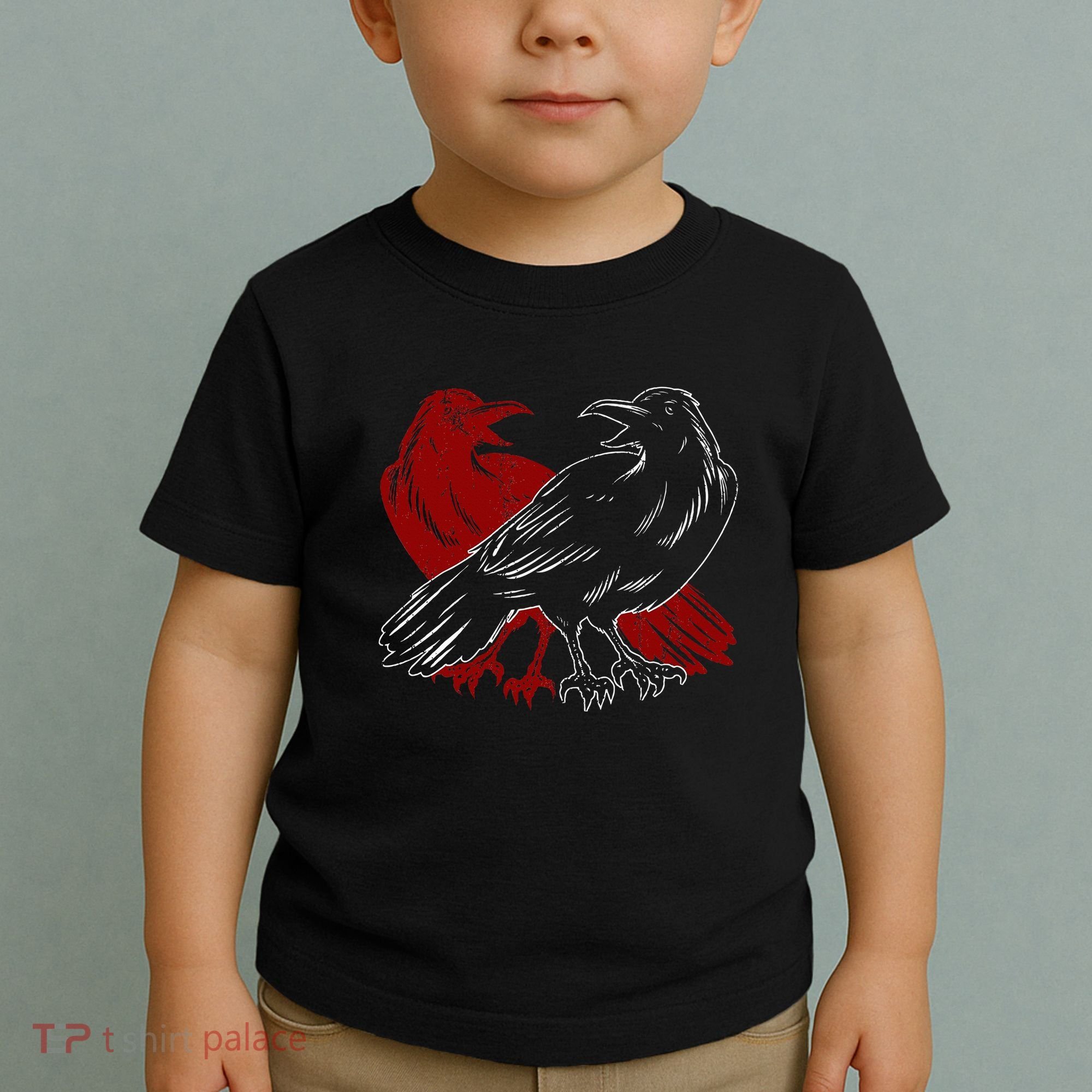 Red Raven Spooky Gothic Animal Forest Bird Black Crow Toddler T-Shirt