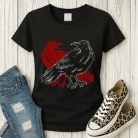 Red Raven Spooky Gothic Animal Forest Bird Black Crow Women's T-Shirt thumb 3