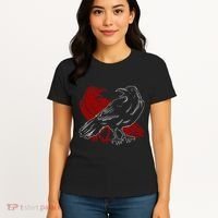 Red Raven Spooky Gothic Animal Forest Bird Black Crow Women's T-Shirt thumb 4
