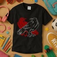 Red Raven Spooky Gothic Animal Forest Bird Black Crow Kids T-Shirt thumb 3