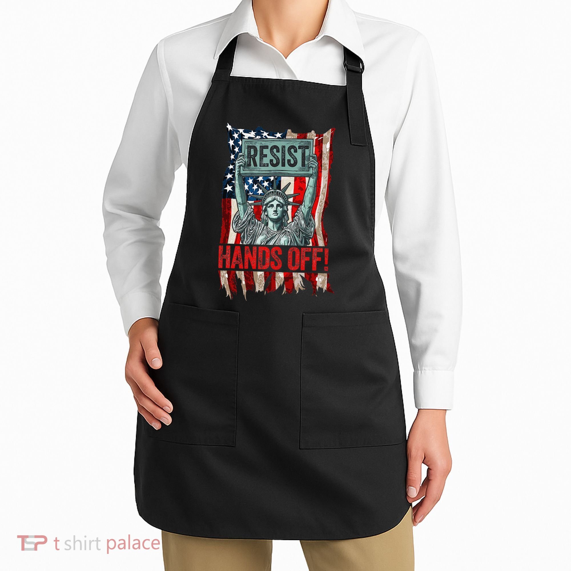 Resist Resistance Statue Of Liberty Hands Off Protest Retro Apron