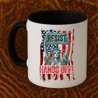 Resist Resistance Statue Of Liberty Hands Off Protest Retro Coffee Mug thumb 2