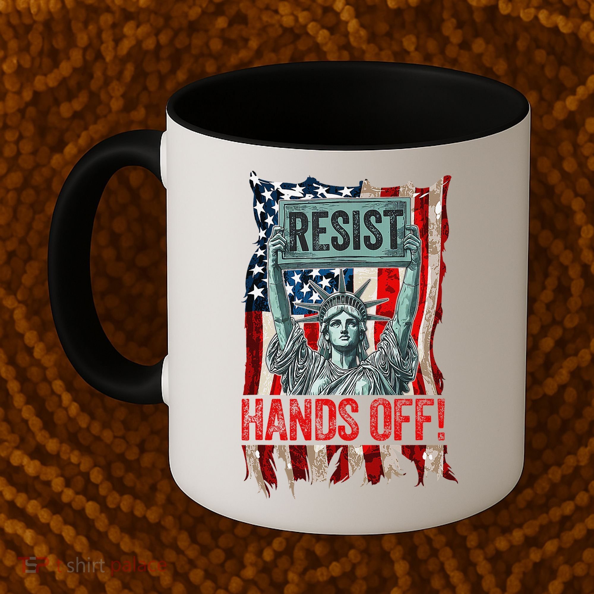 Resist Resistance Statue Of Liberty Hands Off Protest Retro Coffee Mug