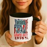 Resist Resistance Statue Of Liberty Hands Off Protest Retro Coffee Mug thumb 3
