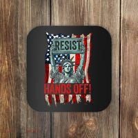 Resist Resistance Statue Of Liberty Hands Off Protest Retro Coaster thumb 0