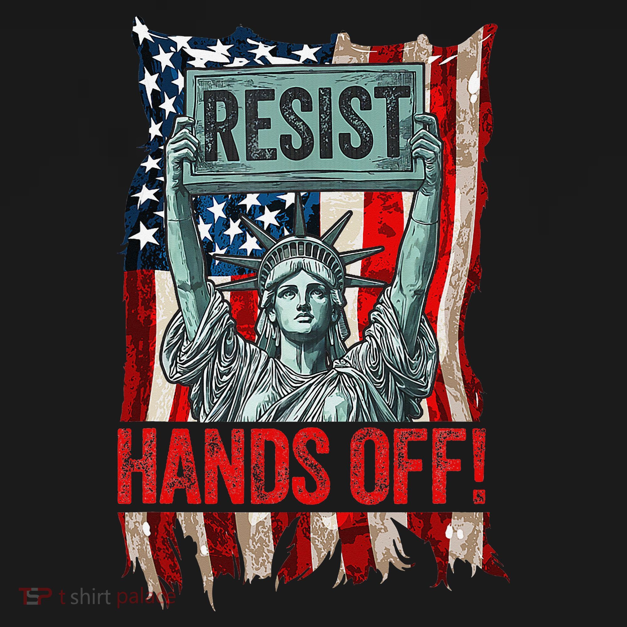 Resist Resistance Statue Of Liberty Hands Off Protest Retro Women's Hoodie