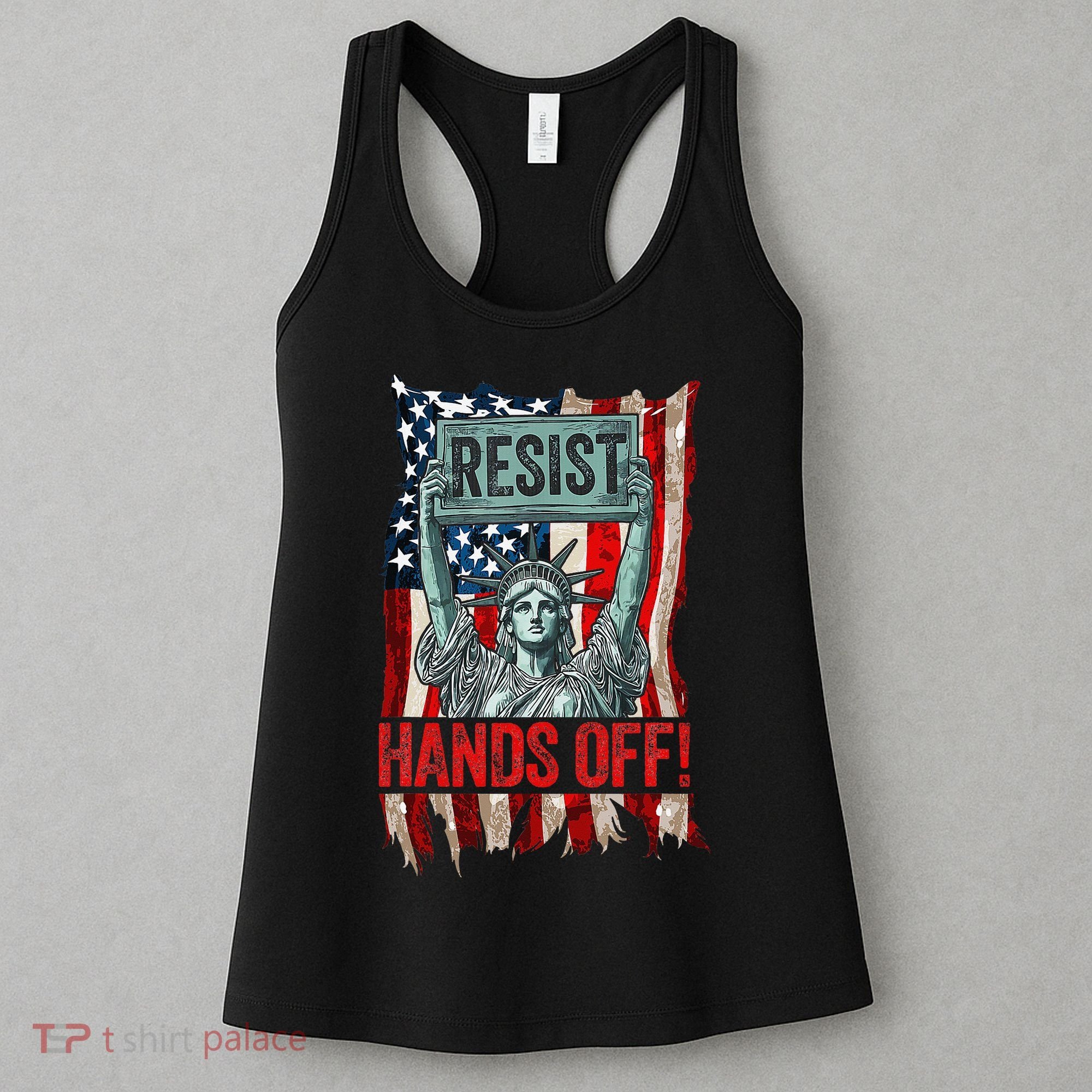 Resist Resistance Statue Of Liberty Hands Off Protest Retro Women's Tank Top