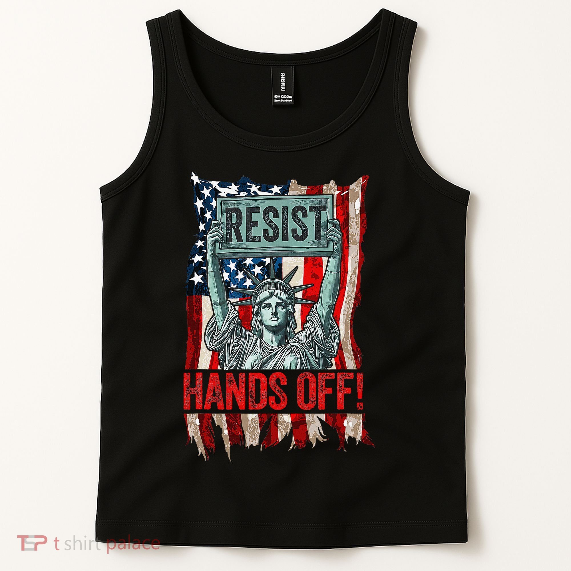 Resist Resistance Statue Of Liberty Hands Off Protest Retro Tank Top