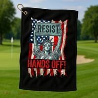 Resist Resistance Statue Of Liberty Hands Off Protest Retro Golf Towel thumb 1